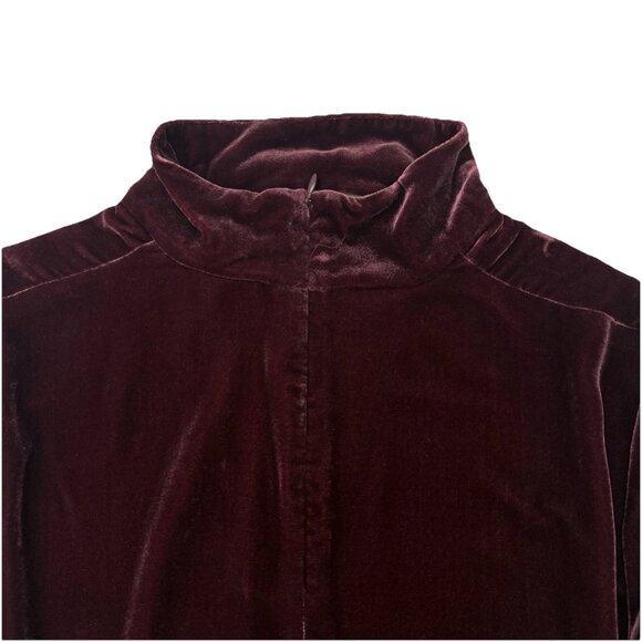 Theory Size S Mock Neck Choker Collar Velvet Top Cutout Blouse Dark Currant Red - Picture 8 of 10